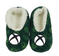 Zelené vzorované chlupaté domácí bačkory - X-box vel. 32