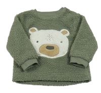 Khaki huňatá podšitá mikina s medvěďom Nutmeg