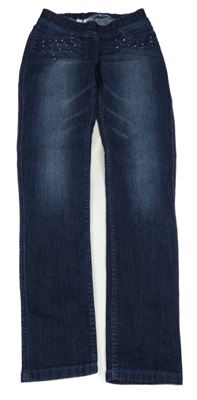 Tmavomodré skinny rifle s kamínky john baner