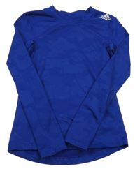 Modré vzorované funkčné tričko s logom Adidas