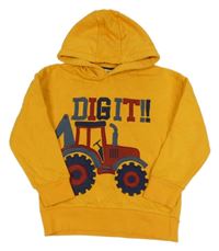 Žltá mikina s traktorom a kapucňou C&A