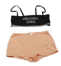 2 set - marhuľové nohavičkové kalhotky + čierna lambáda s nápisom