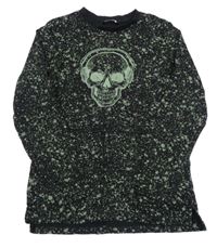 Černo-khaki flekaté tričko s lebkou Pep&Co