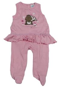 Růžové dupačky s veverkou a volánikom Topomini