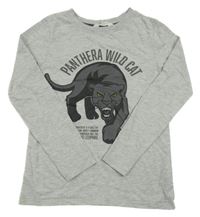 Šedé melírované triko s pantherem H&M
