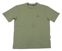 Khaki sportovní funkční tričko s logem Adidas