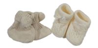 Nové - 2x pletené capáčky - světlebéžové + smetanové 