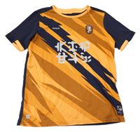 Oranžovo-tmavomodré sportovní funkční tričko s nápisem Kipsta