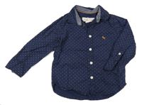 Tmavomodrá puntíkatá košile s výšivkou H&M