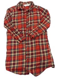 Červeno-béžovo-farebné kockované prepínaci košeľové šaty H&M
