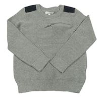 Sivý melírovaný rebrovaný sveter s vreckom Bluezoo