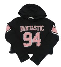 Čierna crop mikina s číslom a kapucňou H&M