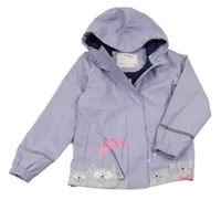 Lila vodeodolná jarná bunda s kočičkami a kapucňou Kiki&Koko