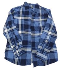 Modro-bílá kostkovaná flanelová košile Alive