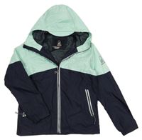 Tmavomodro-tyrkysová šušťáková jarná bunda s kapucňou Tribord