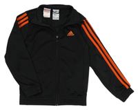 Černo-červená propínací sportovní mikina s pruhy Adidas