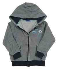 Tmavomodro-biela melírovaná prepínaci mikina s výšivkami a kapucňou Lupilu