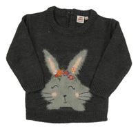 Tmavošedý svetr s králíčkem 