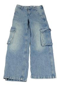 Světlemodré široké cargo rifle H&M