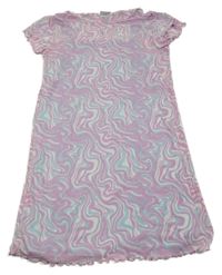 Lila-svetlomodré vzorované sieťované šaty Y.F.K.