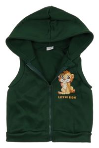 Tmavozelená tepláková vesta s s levíkom  a kapucňou