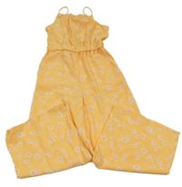 Oranžovo-bílo-růžový květovaný kalhotový overal H&M