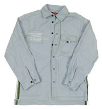 Světlemodrá plátěná košile s nápisy a číslem S. Oliver