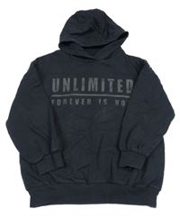 Černá mikina s nápisem a kapucí Next