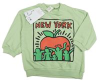 Nové - Světlezelená mikina s jablkem - Keith Harring H&M