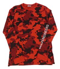 Červeno-čierne army tričko s potlačou