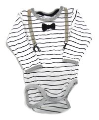 Bielo-čierne pruhované body s motýlkom H&M