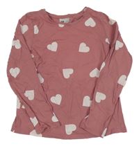 Růžové triko se srdíčky H&M