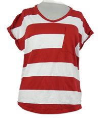 Dámské červeno-bílé pruhované tričko TU 