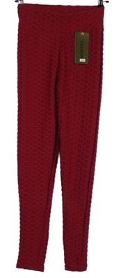 Nové - Dámské červené vzorované legíny 
