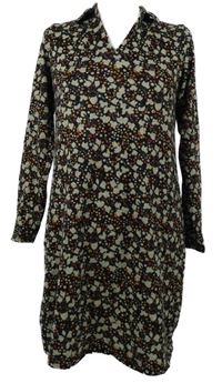 Dámské černo-šedo-červené vzorované pletené šaty Surkana 