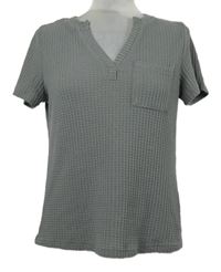 Dámské šedé strukturované úpletové tričko Shein 