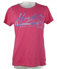 Dámské fuchsiové tričko s nápisem Gildan 