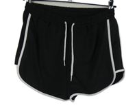 Dámské černé teplákové kraťasy s bílým lemem Shein 