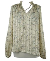 Dámska béžová kvietkovana šifónová blúzka H&M