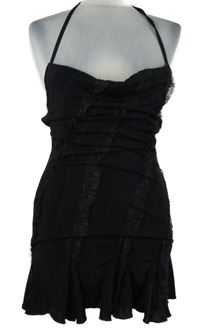 Dámské černé minišaty s čipkovymi pruhmi Shein