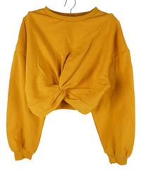 Dámská okrová crop mikina s řasením H&M
