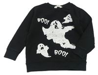 Čierna mikina s duchy z flitrů H&M