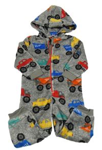 Sivá chlpatá kombinéza s autami a kapucňou M&S