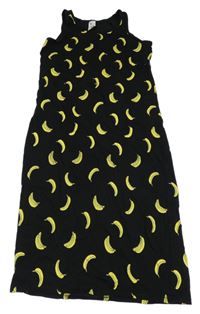 Černé bavlněné šaty s banány C&A