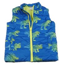 Modrá šušťáková zateplená vesta s dinosaurami Anko