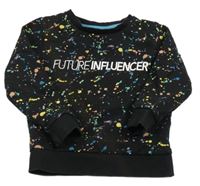 Čierna mikina s nápisom a farebnymi fľaky Next