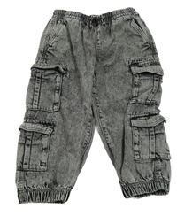 Černo-bílé melírované capri rifle s kapsami Next