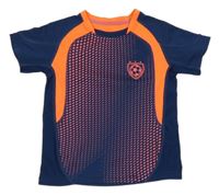 Tmavomodro-neonově oranžové sportovní tričko s míčem H&M