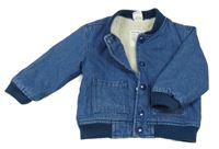 Tmavomodrá riflová zateplená bunda Hema