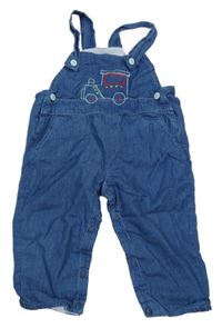 Tmavomodré podšité kalhoty s laclem riflového vzhledu s vláčkem 